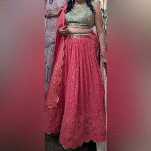 Elegant Pink and green Lehenga